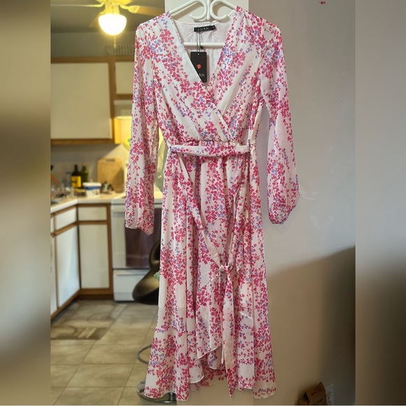 🌸 YACUN Women Long Sleeve Hem Floral Midi Dress - Picture 5 of 5